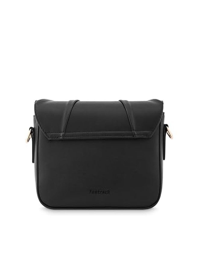 Fastrack Solid PU Zipper Closure Women's Party Sling Bag (Black, SMALL) - Image 3